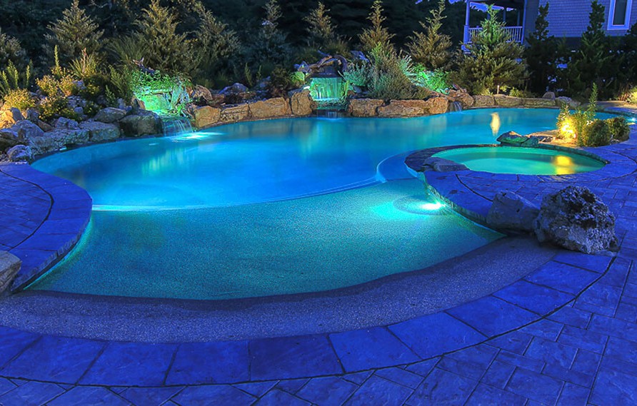 Beach Entry Pool with LED Lights