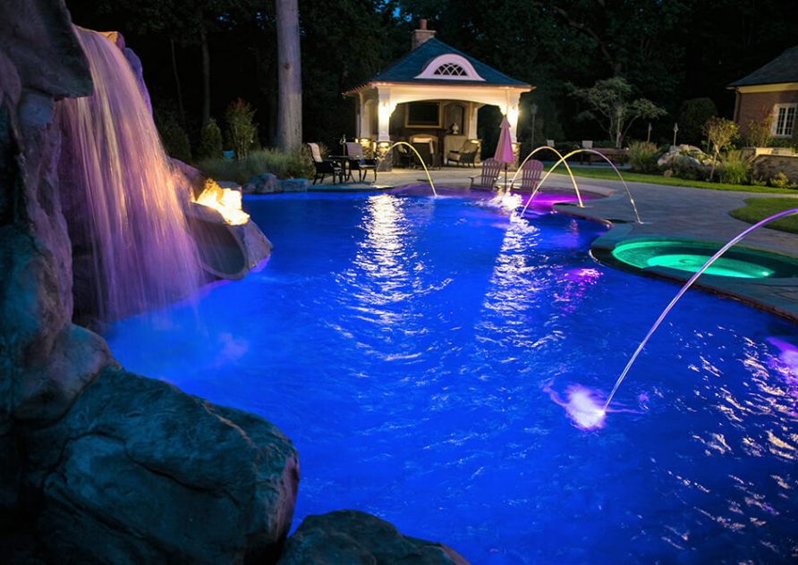 Freeform Water Feature Pool with LED Lights