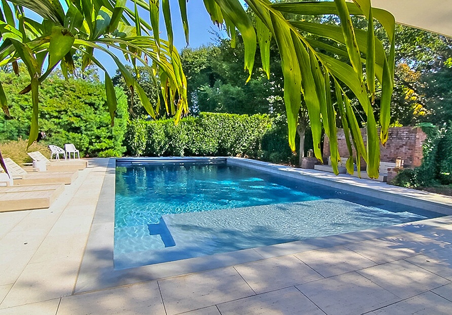 Traditional Pool with Tanning Ledge